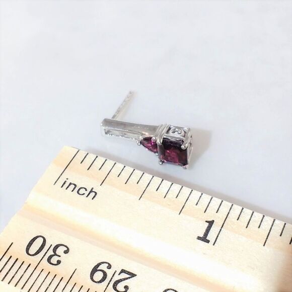 Garnet 1.2 cttw Earrings Asscher Cut Sterling Silver - Picture 5 of 6